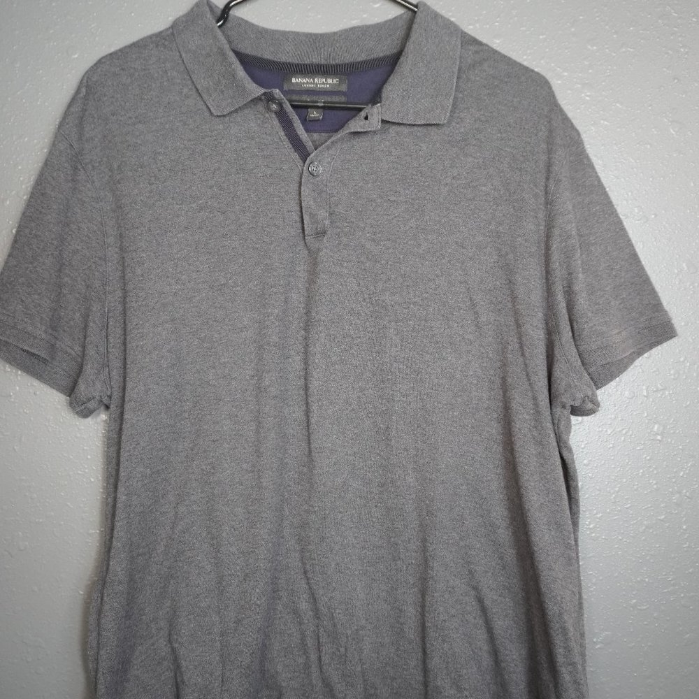 Banana Republic Mens Grey Luxury Touch Slim Fit Collard Polo Shirt Size Large - Picture 1 of 3